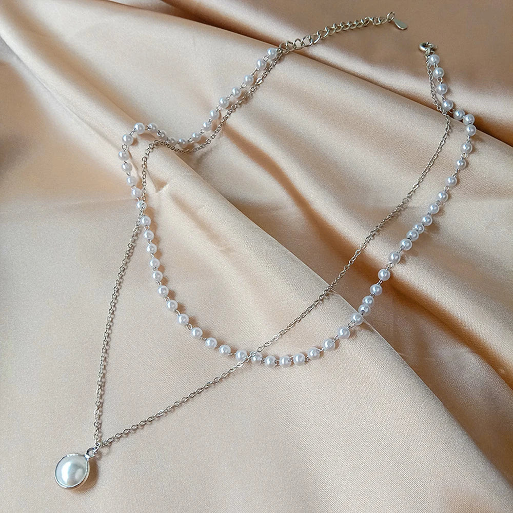 SUMENG 2024 Kpop Pearl Choker Necklace – Double Layer Pendant Jewelry Gift for Women