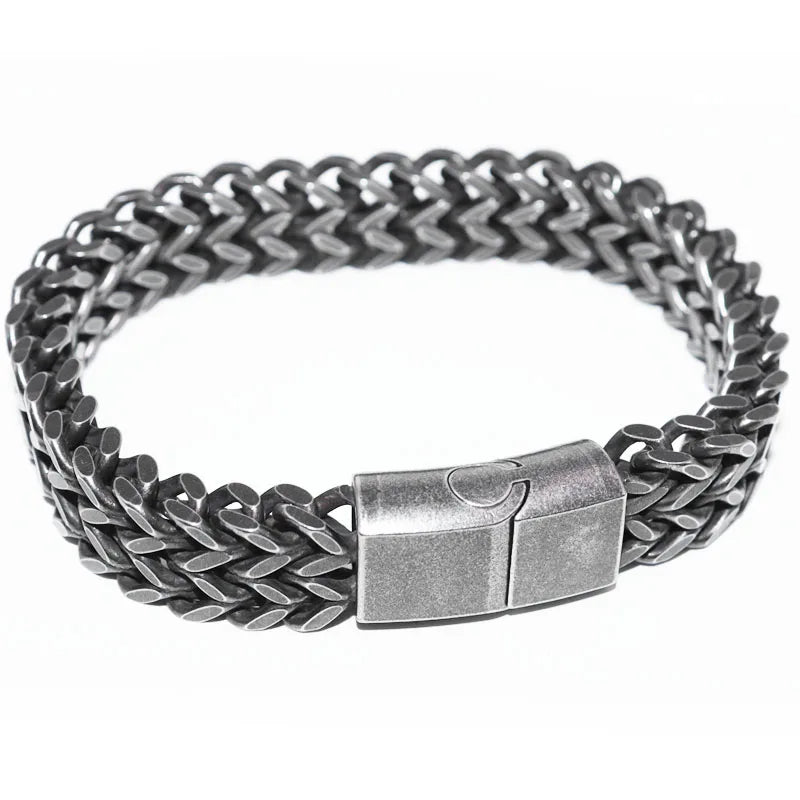 Ethnic Wind Dragon Bracelet – Vintage Silver Plated Cuff Bangle, Motorcycle Riding Charm Jewelry Gift for Men