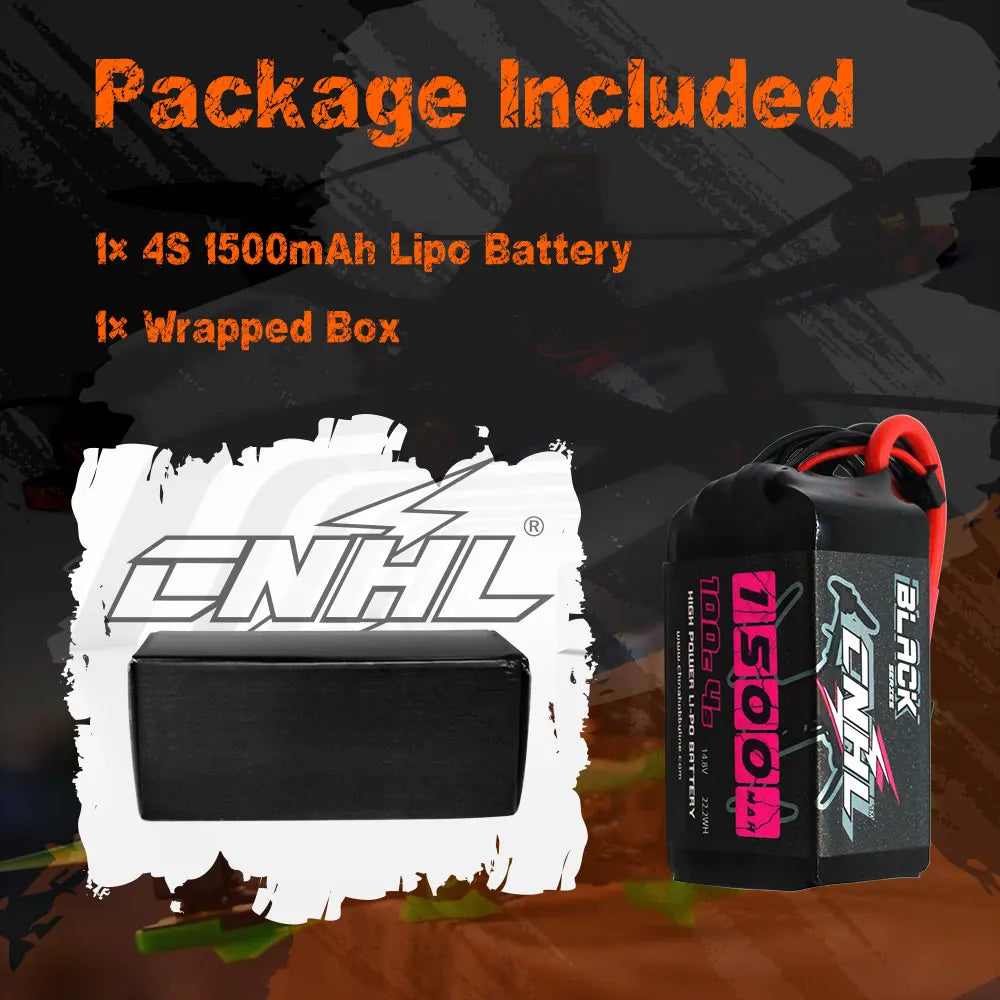 2PCS CNHL 4S 14.8V LiPo Battery – 1100mAh/1300mAh/1500mAh 130C with XT60 Plug for FPV Drone, Quadcopter, Airplane & Helicopter Hobby