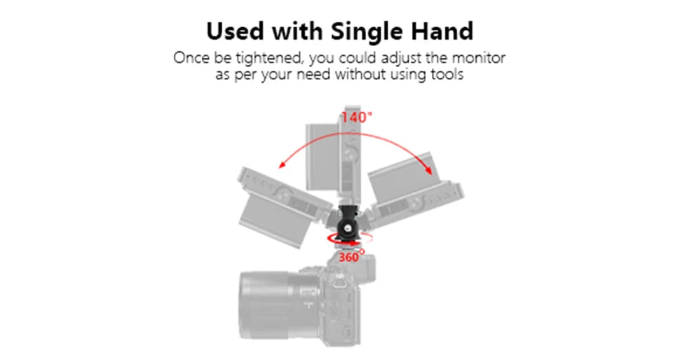 TOAZOE DSLR Camera Monitor Mount – Adjustable Swivel & Tilt Clamp with Cold Shoe Base for Flash & DIY Accessories