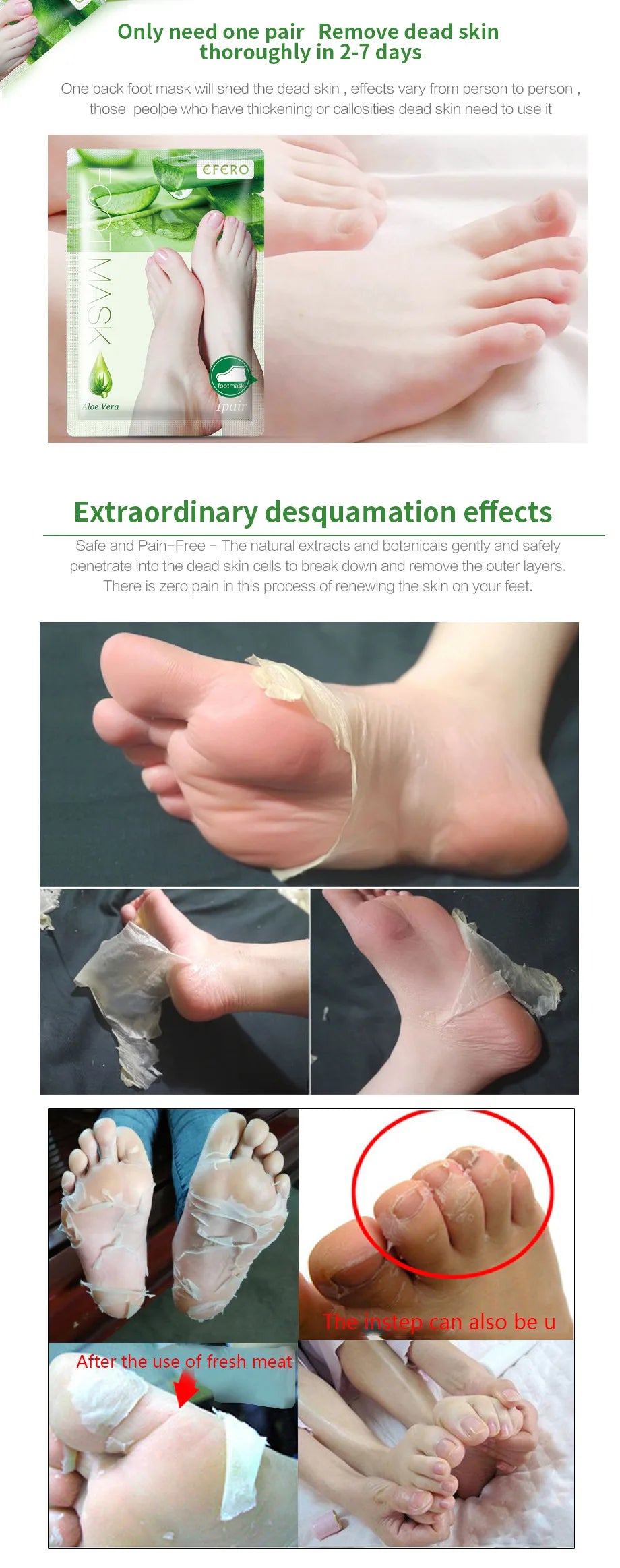 Aloe Vera Foot Mask & Peeling Socks – Exfoliating Scrub for Legs & Feet, Anti-Crack Heel Treatment, Pedicure Skin Removal Patch