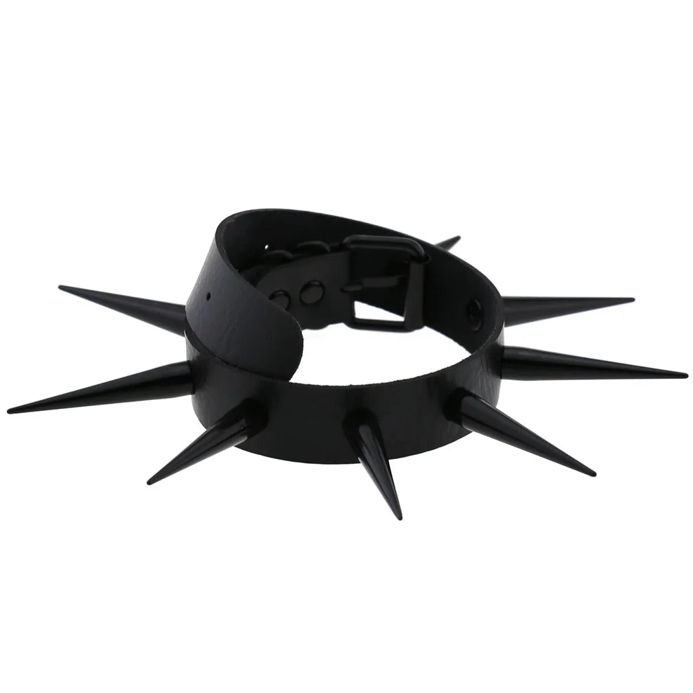 Big Long Spiked Choker Collar – Cool Punk Necklace for Women & Men, Metal Rave Festival Goth Jewelry