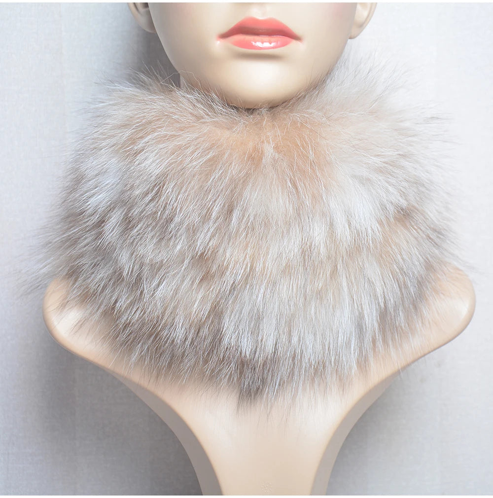 2025 Real Fox Fur Scarf and Headband – Luxury Winter Neck Warmer for Women, 100% Natural Fur, Elastic Ring Muffler