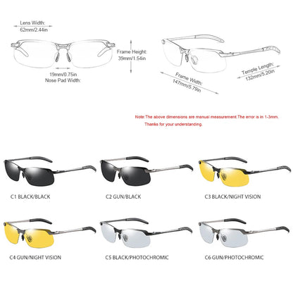 Enhanced Vision: FUQIAN Vintage Metal Polarized Sunglasses - Photochromic Lens, Ideal for Men and Women, Night Driving Sun Glasses