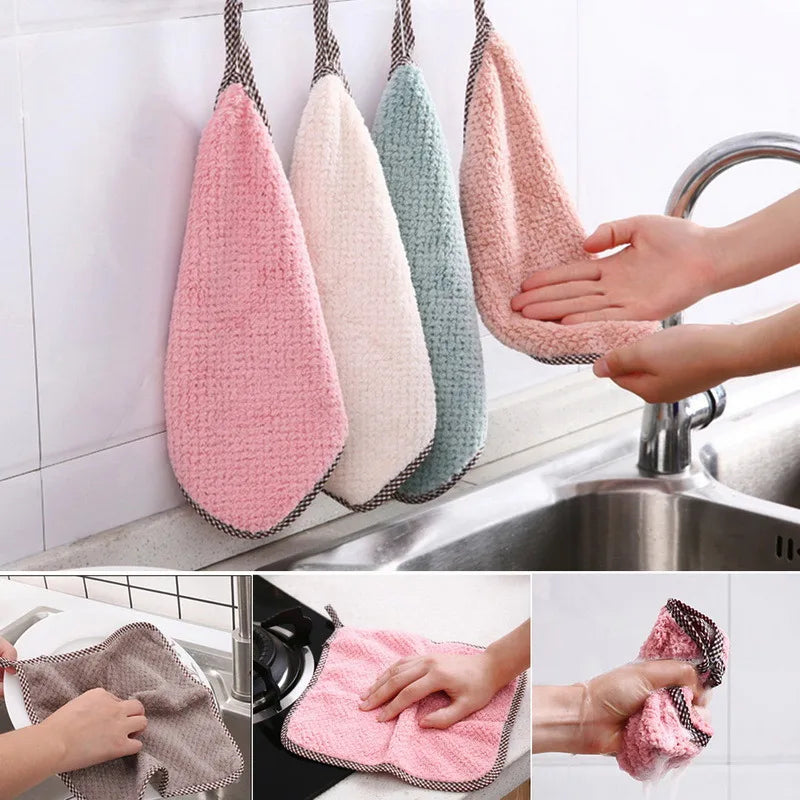 Kitchen Daily Dish Towel, Dish Cloth, Non-Stick Oil, Thickened Table Cleaning Cloth, Absorbent Scouring Pad - Set of Kitchen Cleaning Essentials