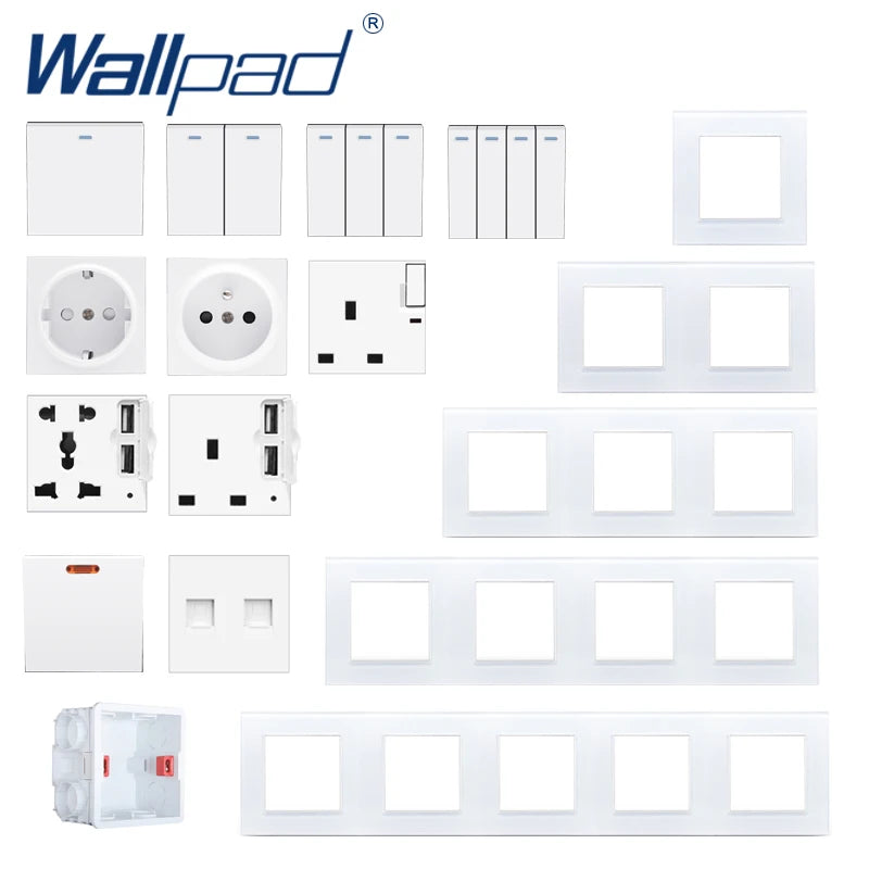 4 Pin Audio Wall Socket Panel - Luxury Crystal Glass Audio Video Sound Outlet 110V-250V