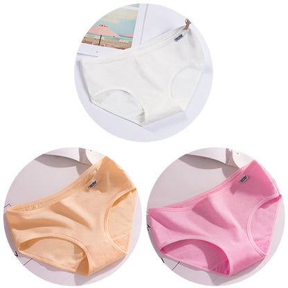 Women’s Cotton Underwear - Candy Color Mid-Waist Breathable Plus Size Briefs