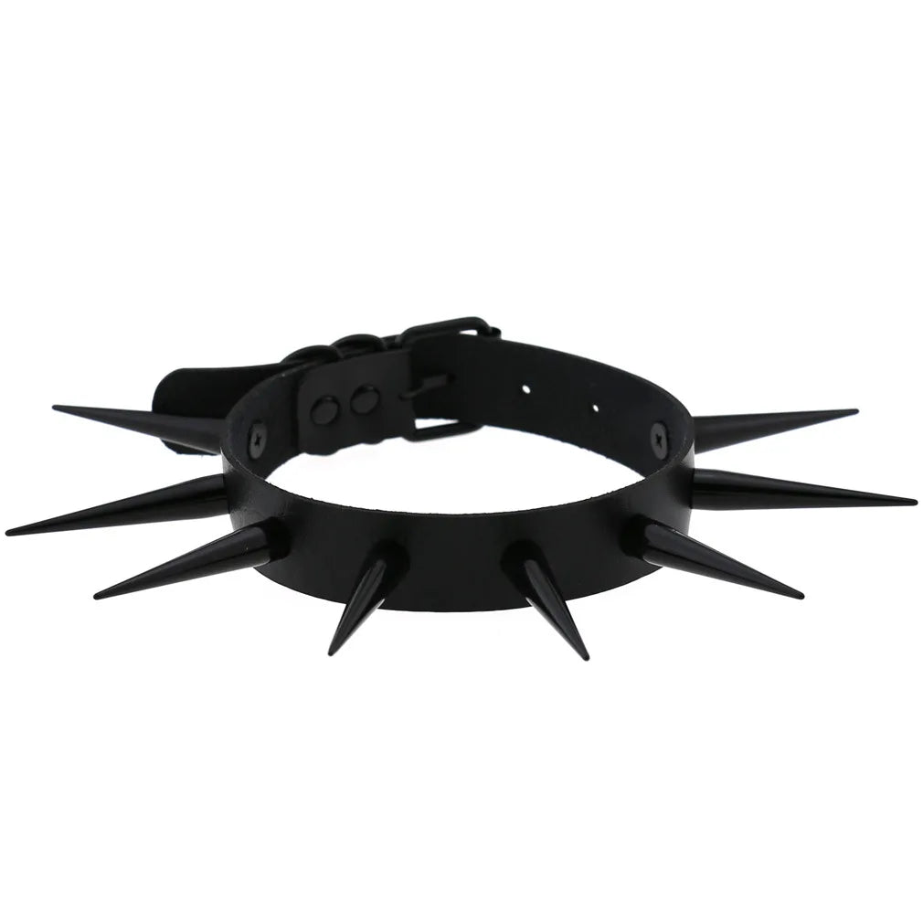 Big Long Spiked Choker Collar – Cool Punk Necklace for Women & Men, Metal Rave Festival Goth Jewelry