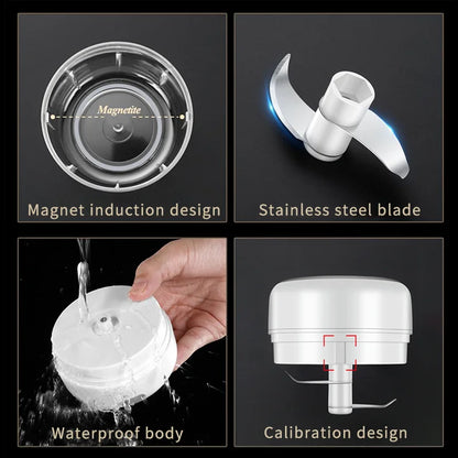 HiPiCok Electric Meat Grinder & Garlic Crusher | Mini Food Chopper & Vegetable Masher Machine - USB Kitchen Gadget