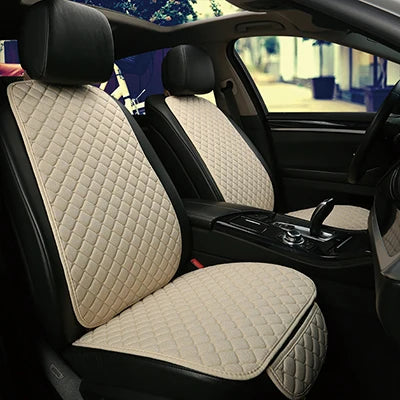 Universal Linen Car Seat Cover Protector Set – Breathable Flax Summer Cushion Pad for Front & Rear Seats Sedan, SUV & Pickup Interior Accessories