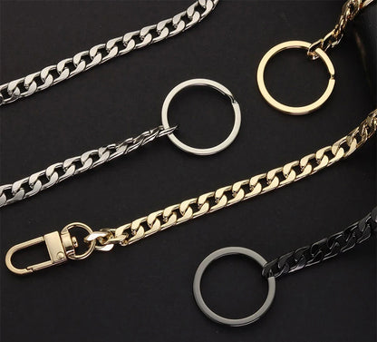 40cm Metal Key Chains – Wallet & Belt Chain for Hipster Pants, Hip Hop, Rock, Punk Street Style, Anti-Lost Keyring for Men (K404)