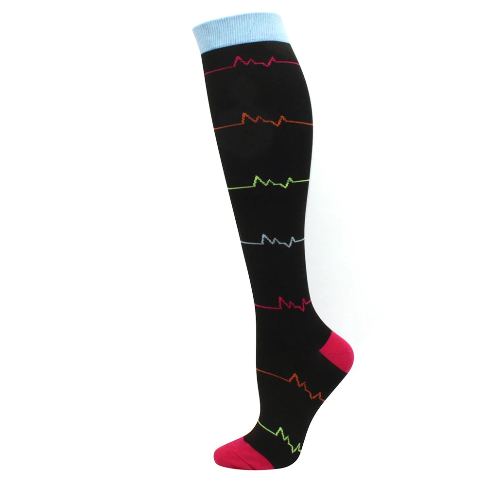 Compression Support Socks for Men & Women – Running Nursing Stockings for Edema, Varicose Veins & Blood Circulation Sports Wear