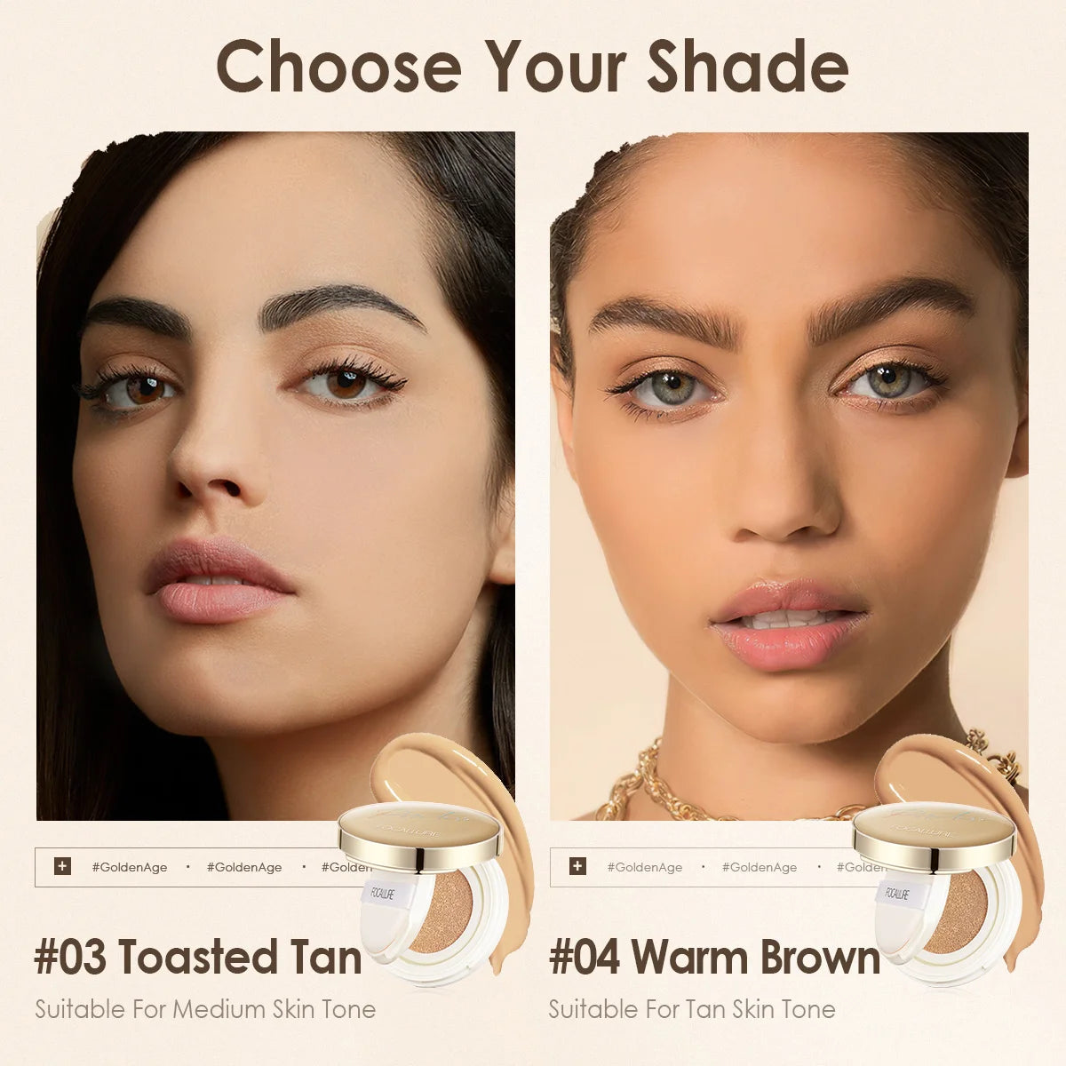 FOCALLURE Air Cushion BB Cream – Poreless, Waterproof, Long-Lasting Matte Foundation & Brightening Concealer with Puff