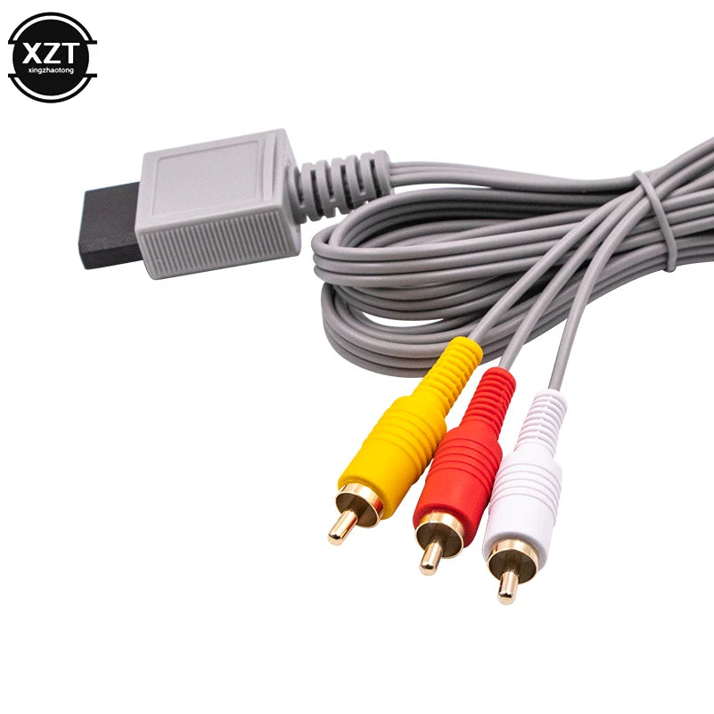 1.8m 3-RCA AV Cable for Nintendo Wii – Gold-Plated Composite Audio Video Cord