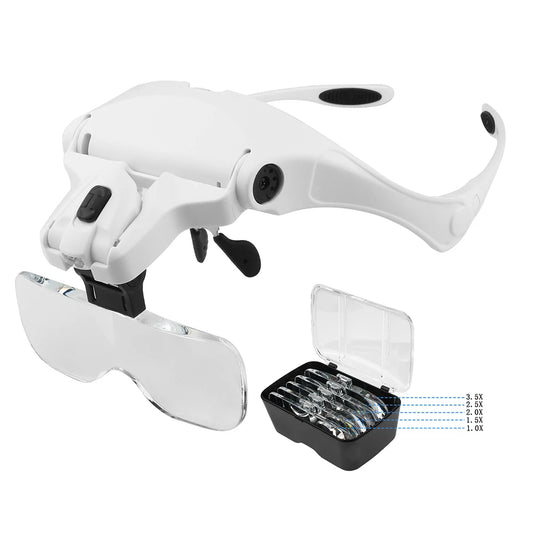 Adjustable Illuminated Magnifying Glass – 1.0X–3.5X Loupe with 2 Lights for Reading & Detail Work
