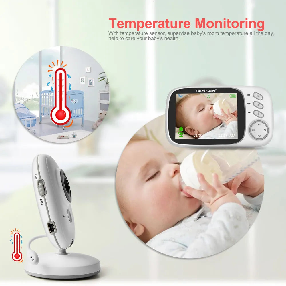 VB603 Video Baby Monitor - 2.4G Wireless with 3.2 Inches LCD, 2-Way Audio, Night Vision, and Surveillance Security Camera