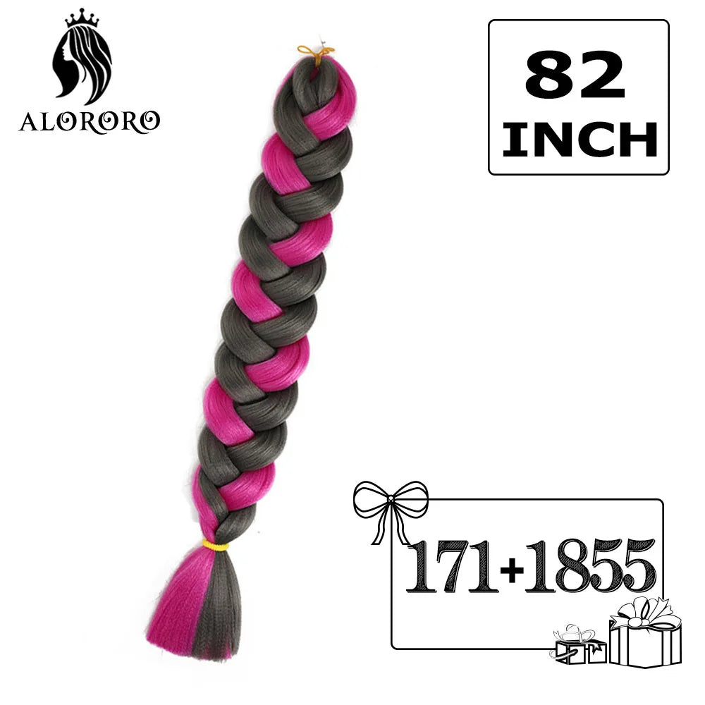 82-Inch Synthetic Braiding Hair Extensions – Jumbo Crochet Box Twist Braids in Green, Red, Pink & Yellow, Pure Color Wholesale