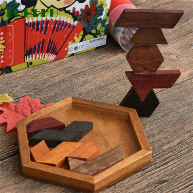Wooden Geometric Jigsaw Board Puzzle – Non-Toxic Educational Brain Teaser Toy for Kids