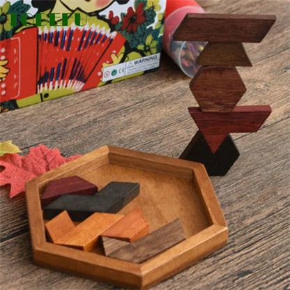 Wooden Geometric Jigsaw Board Puzzle – Non-Toxic Educational Brain Teaser Toy for Kids
