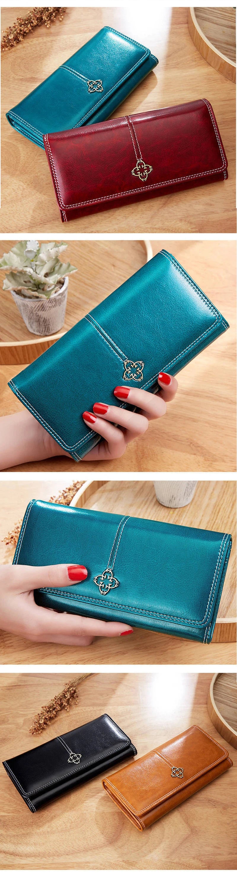 Women’s Leather Long Wallet – Luxury Fashion Purses & Card Holder, Money Bag Handbag for 2022