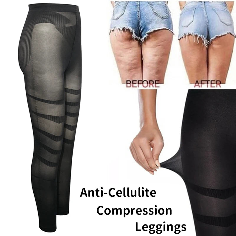 High Waist Shapewear Compression Leggings - Anti Cellulite Body Slimming Tummy Control Thigh Sculpting Pants