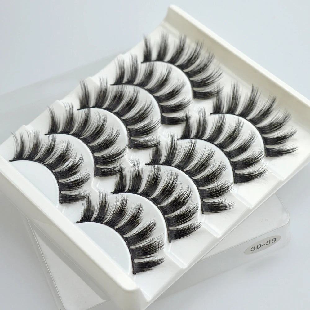 QSTY 5 Pairs 3D Mink False Eyelashes – Natural Long Dramatic Volume Black Lash Extensions