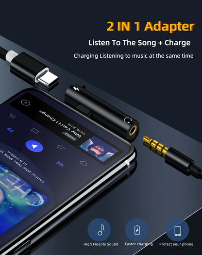 2-in-1 Audio Headphone & Charging Adapter for iPhone XR, XS, 11, 12, 13 – 3.5mm Jack to Earphone AUX Cable (Not Type-C)