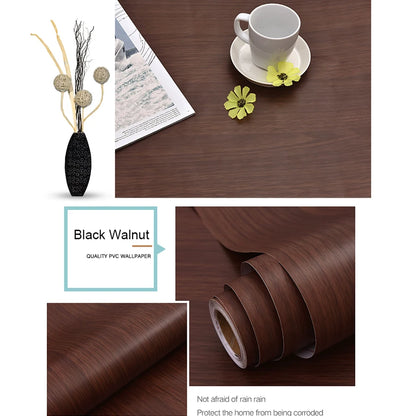 PVC Waterproof Self-Adhesive Wallpaper Roll — Wood Grain Vinyl Decorative Film for Furniture, Cabinets, and DIY Home Decor