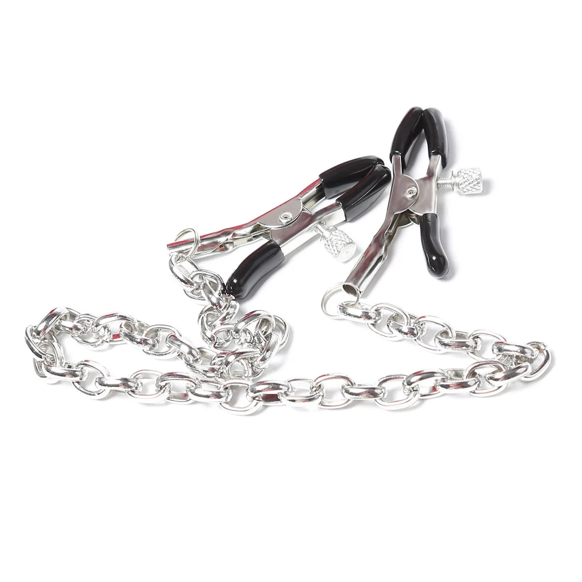 Metal Nipple Clamps with Chain - Adjustable Adult Fetish Jewelry for BDSM and Sensory Play