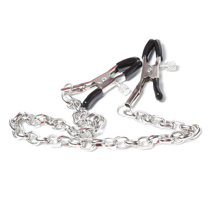 Metal Nipple Clamps with Chain - Adjustable Adult Fetish Jewelry for BDSM and Sensory Play