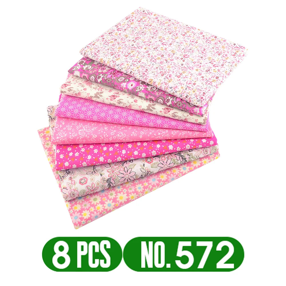 Teramila 7/8 Pcs Patchwork Quilt Fabrics Set - 30x30cm/25x25cm Cotton Sewing Cloth for Needlework and Handmade Projects