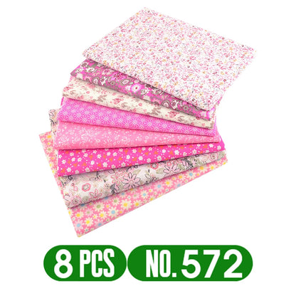 Teramila 7/8 Pcs Patchwork Quilt Fabrics Set - 30x30cm/25x25cm Cotton Sewing Cloth for Needlework and Handmade Projects