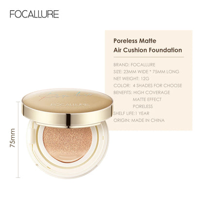 FOCALLURE Poreless BB Air Cushion – Whitening CC Cream Foundation, Waterproof Matte Concealer Makeup