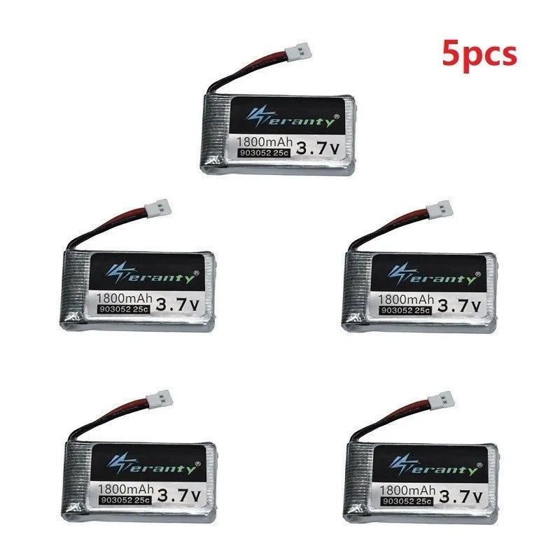 3.7V 1800mAh Rechargeable LiPo Battery - XH2.54 Plug for SYMA X5SW, KY601S & RC Drones
