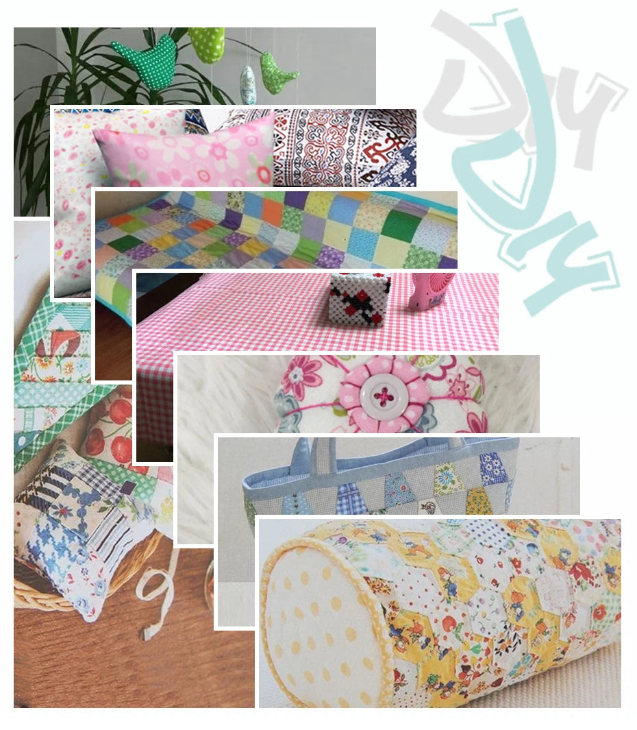Teramila 7/8 Pcs Patchwork Quilt Fabrics Set - 30x30cm/25x25cm Cotton Sewing Cloth for Needlework and Handmade Projects