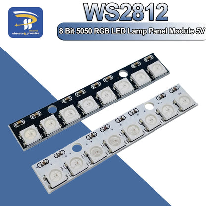 WS2812B 8x1 RGB LED Panel Module - 8-Bit 5V Rainbow Light Board for Arduino