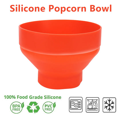 Red Silicone Microwave Popcorn Maker Bowl with Lid: DIY Popcorn Bucket, Chips, Fruit Dish - High-Quality Kitchen Easy Tools