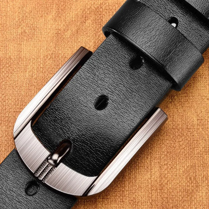 Genuine Leather Men's Belt - High Quality Cowhide Buckle Jeans Belt Casual Business Cowboy Waistband Fashion Accessory