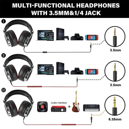 OneOdio Wired Over-Ear Headphones with Microphone – Professional DJ Studio Hi-Res Music Headset