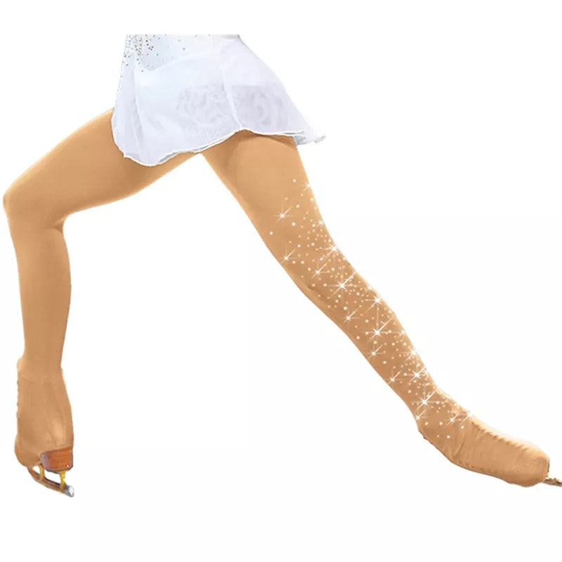 Rhinestone Figure Skating Pantyhose - Adult & Children's Gymnastics Leotard Ice Skating Pants Socks - Girls' Tights for Fitness Legging