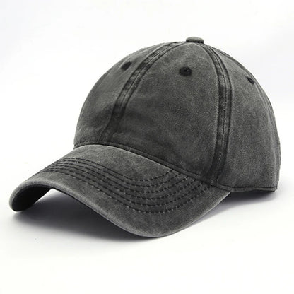 Baseball Snapback Cap – Pure Color Cowboy Hat, Water-Washed Hip Hop Fitted Cap for Men & Women, Spring & Autumn