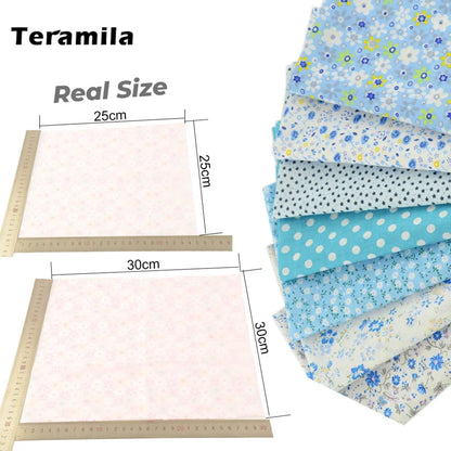 Teramila 7/8 Pcs Patchwork Quilt Fabrics Set - 30x30cm/25x25cm Cotton Sewing Cloth for Needlework and Handmade Projects