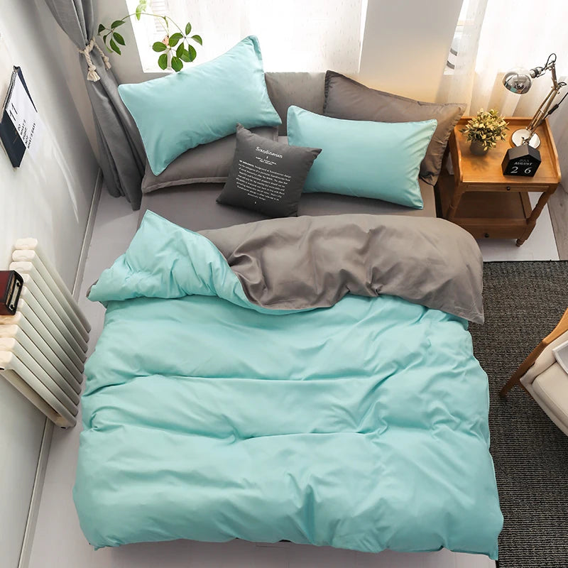 New Design Dark Green Bedding Set - Duvet Cover, Bed Sheet & Pillowcase, King/Queen/Full/Single Size (Excluding Filler), 3/4pcs
