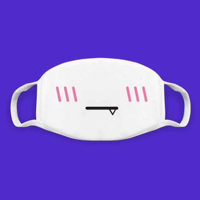 Kawaii Anime Expression Cotton Face Mask – Breathable Smile Mouth Muffle for Unisex Korean Style