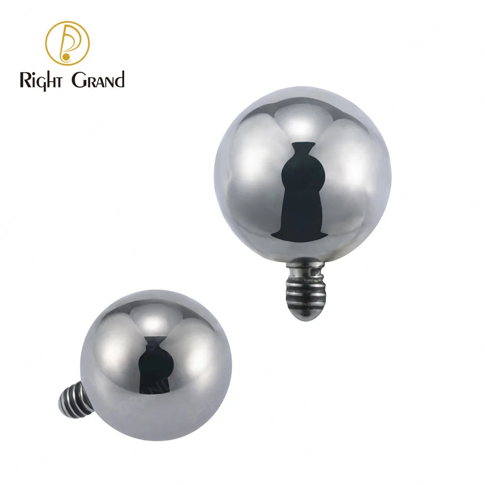 5Pcs Right Grand ASTM F136 Implant Grade Titanium 14G Mirror Polish Internally Threaded 5mm Ball Top Piercing Jewelry Set
