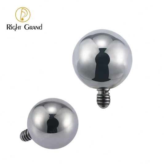 5Pcs Right Grand ASTM F136 Implant Grade Titanium 14G Mirror Polish Internally Threaded 5mm Ball Top Piercing Jewelry Set