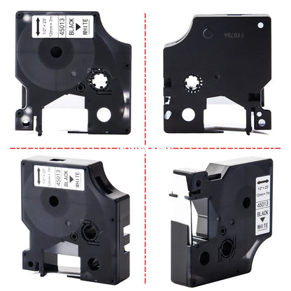 12mm Black on White Label Tape Cartridge Compatible with Dymo LabelManager 160 & 280