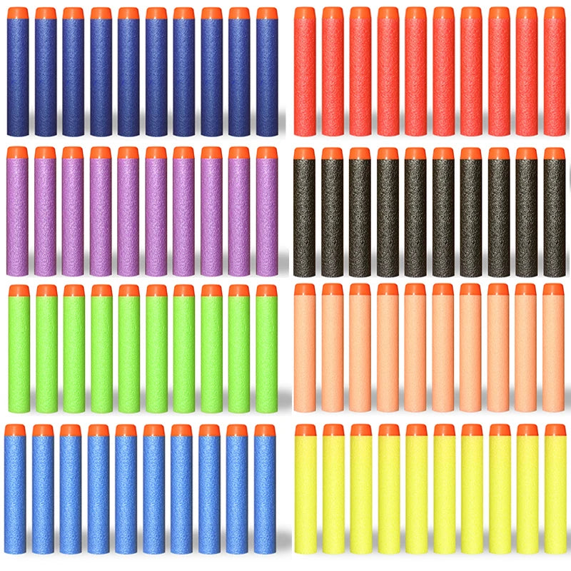 100pcs 7.2cm Soft Nerf Darts - Round Head Refill Sponge Bullets for NERF N-Strike Blasters, Kids Toy Gun Ammo