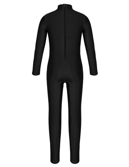Kids Girls Full Body Gymnastics Bodysuit, Ballet Dance Jersey Leotard, Jumpsuit Sports Unitard, Children Dancewear and Sportswear