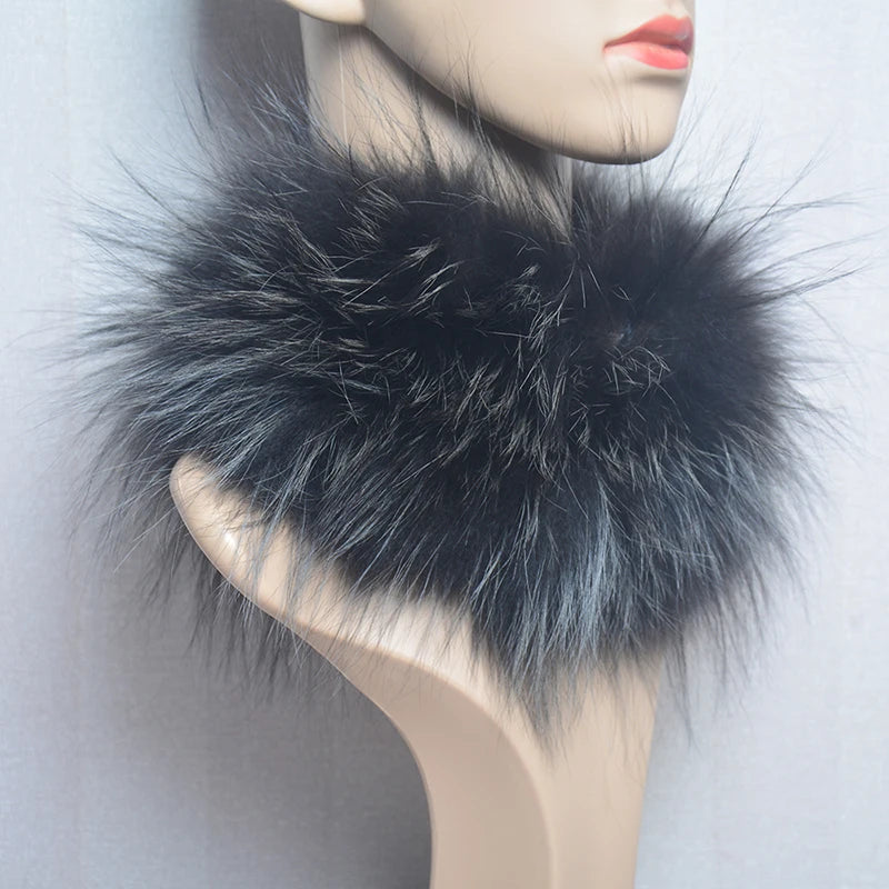 2025 Real Fox Fur Scarf and Headband – Luxury Winter Neck Warmer for Women, 100% Natural Fur, Elastic Ring Muffler